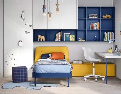 Cameretta a ponte con scrivania Kids space 24 in melaminico di Nidi