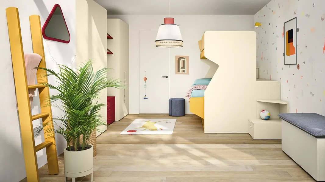 Cameretta con letti a castello Kids space 30 in melaminico di Nidi