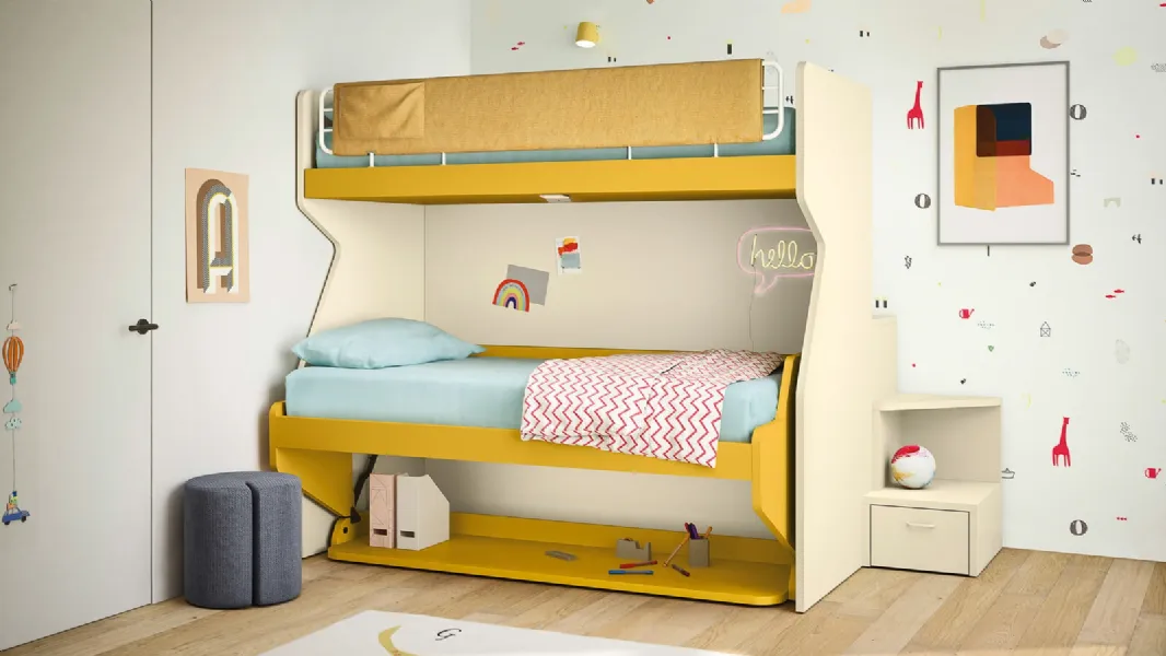 Cameretta salvaspazio con letti a castello Kids space 30 di Nidi