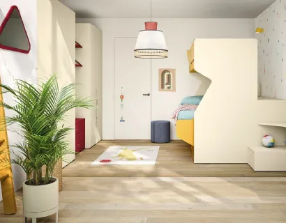 Cameretta con letti a castello Kids space 30 in melaminico di Nidi