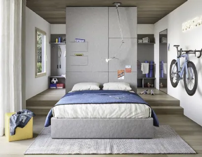 Cameretta componibile con porta bici da parete Next space 04 in melaminico di Nidi