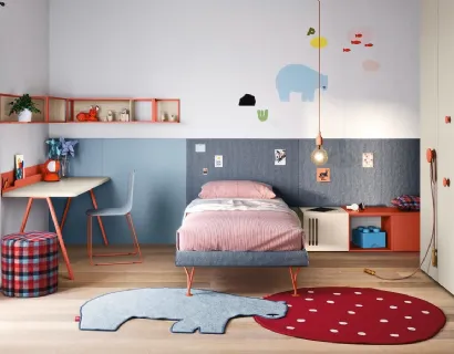 Cameretta componibilecon armadio a muro e scrittoio Kids space 01 di Nidi