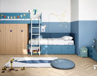 Cameretta a soppalco Kids space 12 in melaminico di Nidi