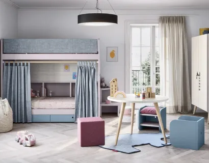 Cameretta con letti a castello Kids space 14 in melaminico di Nidi