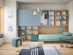 Cameretta a ponte con letto a scomparsa salvaspazio Kids space 29 di Nidi