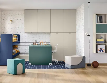 Cameretta con letti scorrevoli Kids space 31 in melaminico di Nidi
