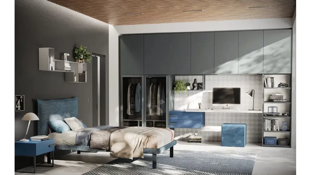 Cameretta con armadio a ponte Y108 di Moretti Compact Camerette