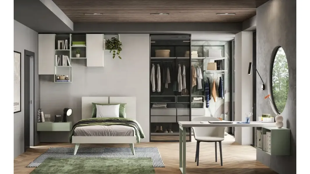 Cameretta per ragazzi con cabina armadio Y112 di Moretti Compact Camerette