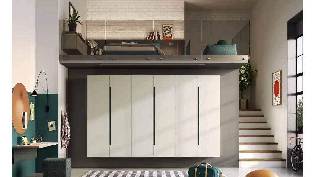 Cameretta con soppalco Y115 di Moretti Compact Camerette