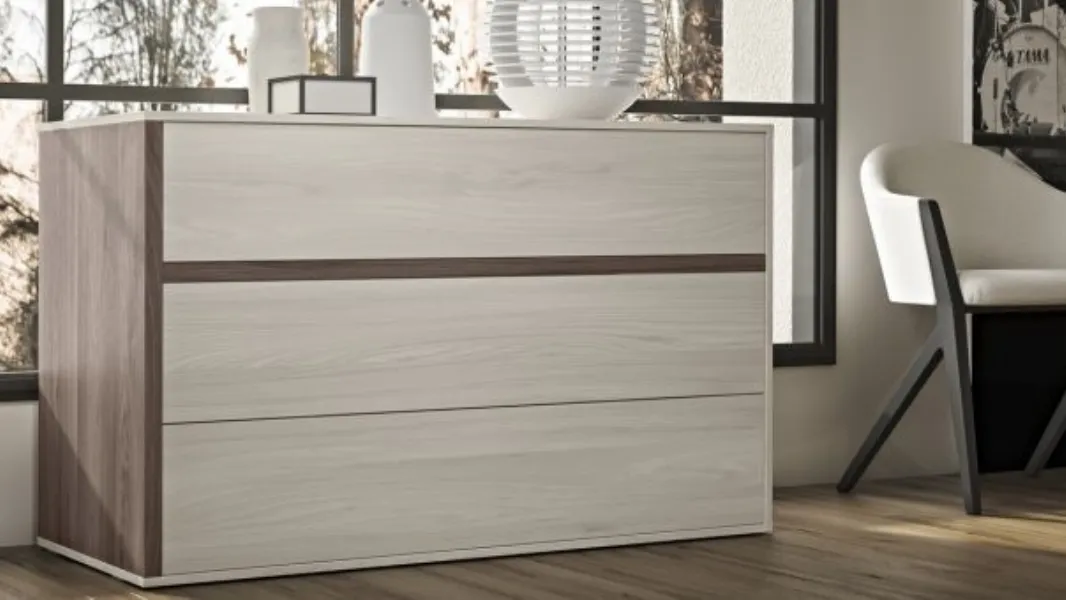 Comodino Gruppo Vox in legno con piano orrizzontale personalizzabile di Marka Total Living