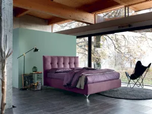 Letto in tessuto Gemma con box contenitore e testiera trapuntata di Bontempi Letti Design