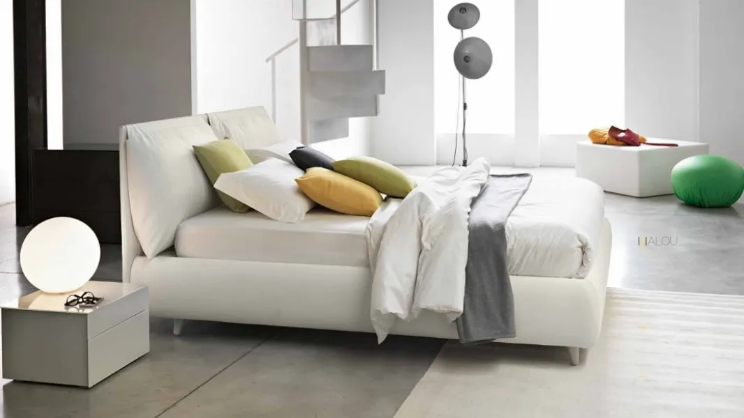 Letto in tessuto imbottito con box contenitore Malou di Bontempi Letti Design