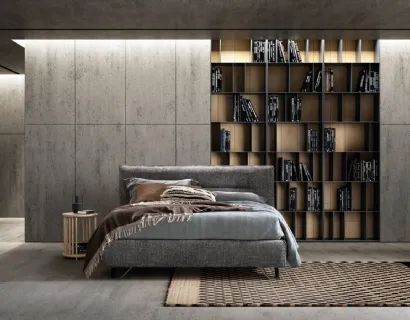 Letto in tessuto imbottito con testiera Cut di Bside