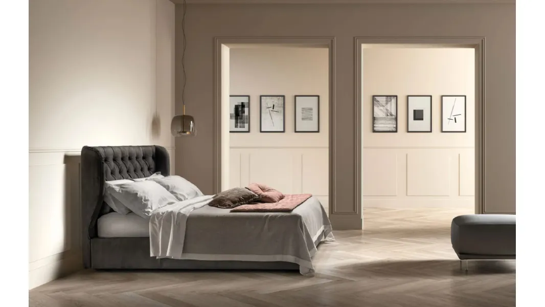 Letto in pelle con testiera Gem di Bside