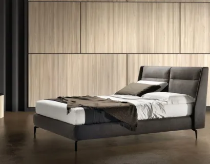 Letto matrimoniale in pelle con testiera regolabile Join di Bside