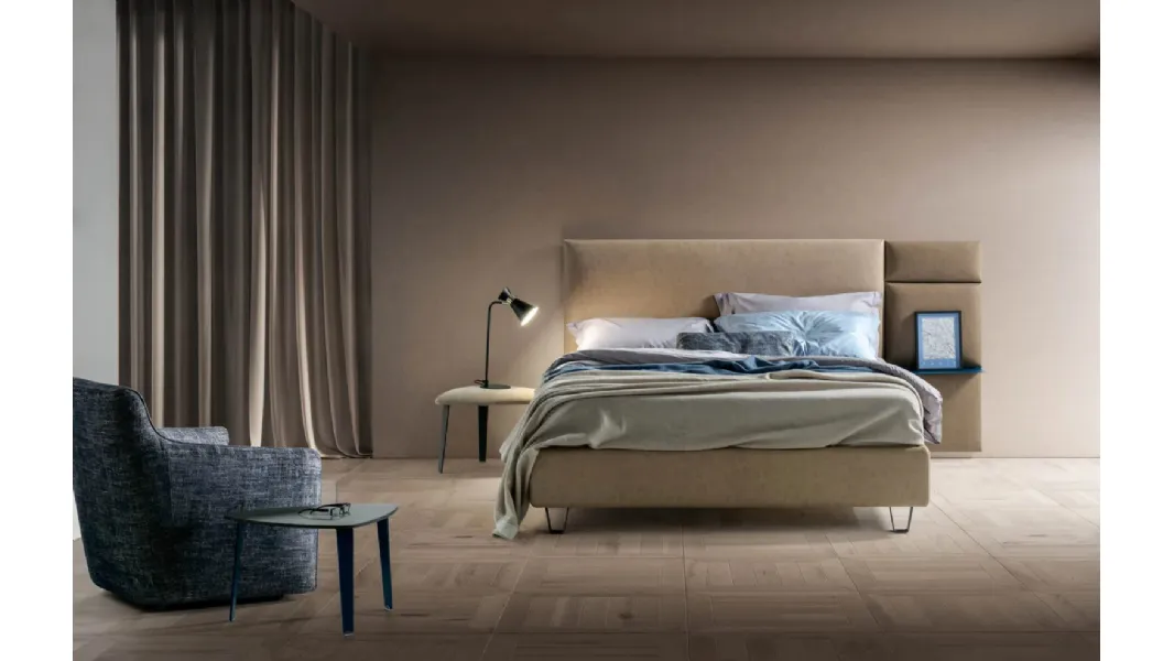 Letto con testiera in tessuto Pannelli Wall di Bside