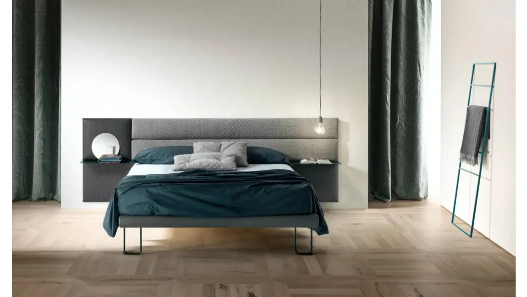 Letto con testiera in tessuto Pannelli Wall di Bside