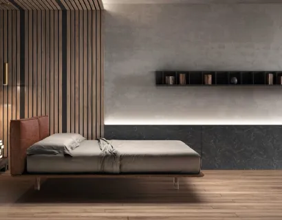 Letto in tessuto con testiera imbottita e piedini trasparenti Stylish di Bside