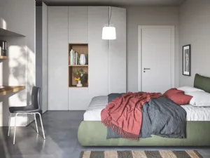 Letto in tessuto imbottito con box contenitore Thika di Cinquanta3