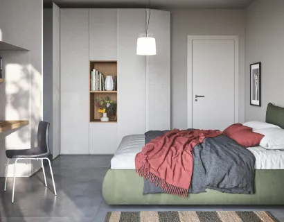 Letto in tessuto imbottito con box contenitore Thika di Cinquanta3