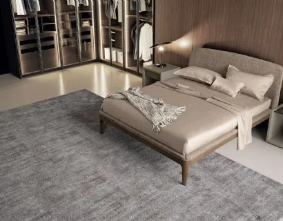 Letto in tessuto con struttura in legno semplice ed essenziale con testiera lievemente arcuata Elegance di Dall'Agnese