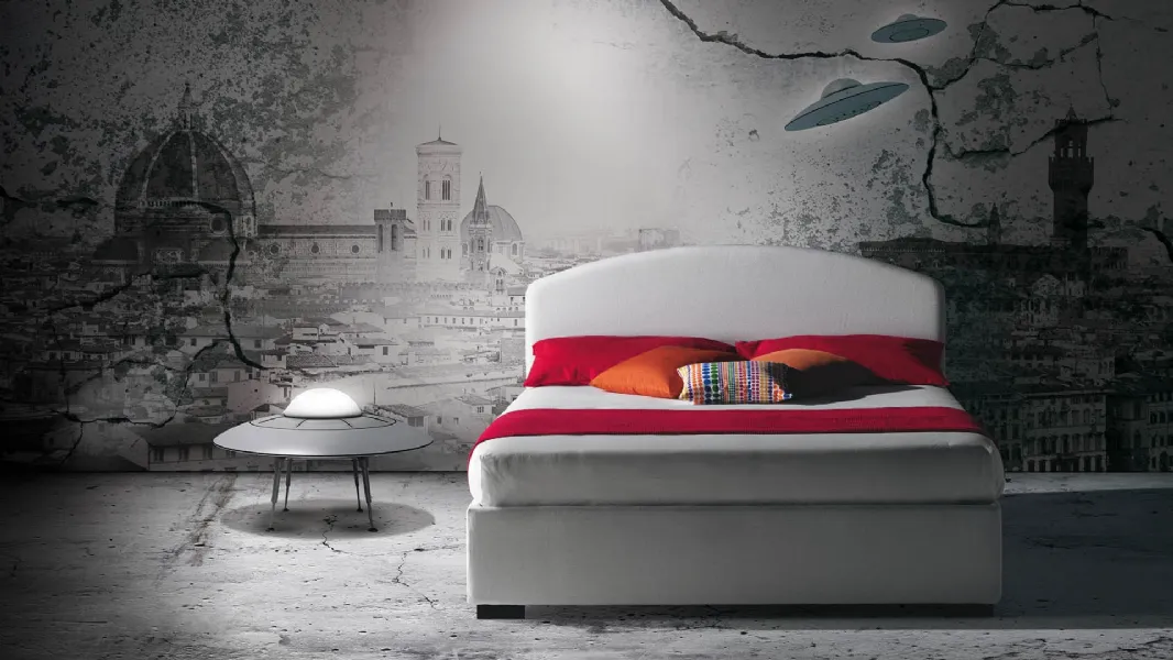 Letto Domingo in tessuto con testiera di Milano Bedding