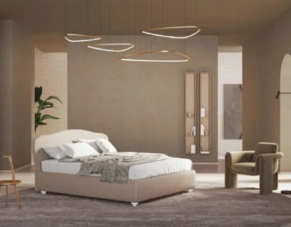 Letto imbottito con testiera sagomata e box contenitore Camilla di Ergogreen