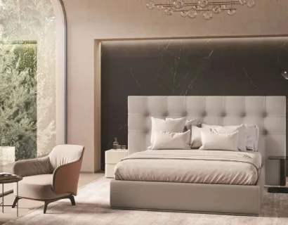 Letto imbottito con testiera trapuntata Malika Large di Ergogreen