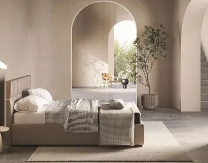 Letto contenitore con testiera capitonné Malika di Ergogreen