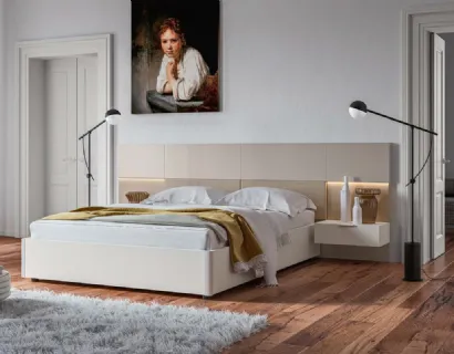 Letto con testiera GL03 Puzzle finitura Perla e Beige di Marka Total Living