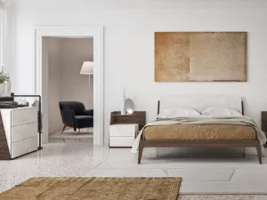 Letto matrimoniale con testiera finitura Calce Bianca Dublino GL09 di Marka Total Living