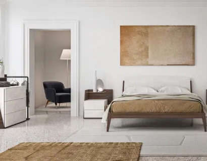 Letto matrimoniale con testiera finitura Calce Bianca Dublino GL09 di Marka Total Living