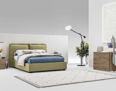 Letto matrimoniale in tessuto imbottito con testiera Suez GL10 di Marka Total Living