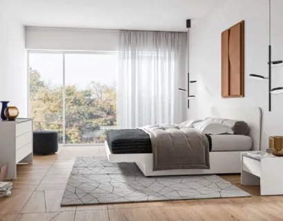 Letto matrimoniale con testiera e giroletto sagomati e parte inferiore a sbalzo Leon GL12 di Marka Total Living
