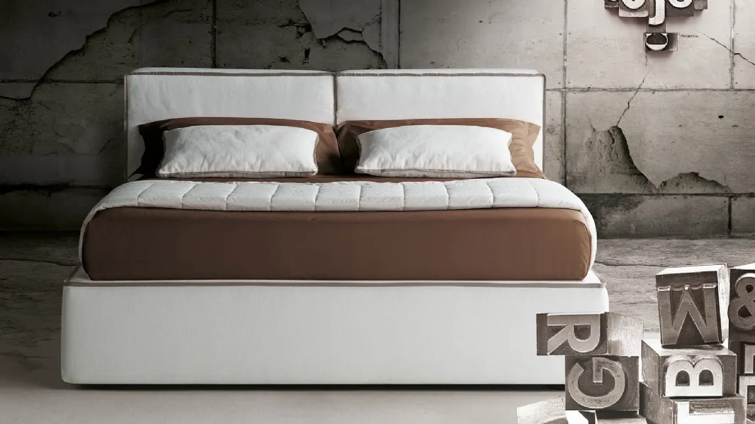 Letto Guadalupe in tessuto con testiera di Milano Bedding