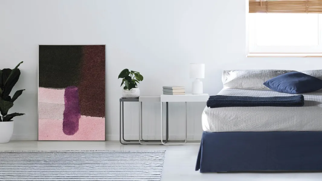 Letto Haiti mantovana in tessuto con contenitore di Milano Bedding