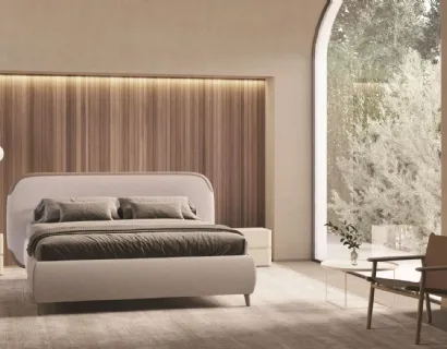 Letto contenitore con testiera imbottita Ines di Ergogreen