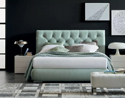 Letto in pelle Jubilee con box contenitore di Oggioni