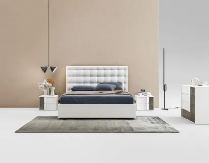 Letto in tessuto imbottito con testiera trapuntata Miami GL17 di Marka Total Living