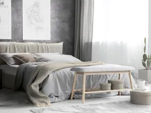 Letto Naxos in tessuto con testiera di Milano Bedding