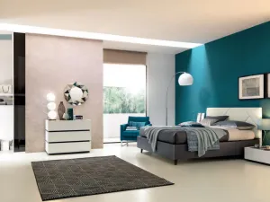 Letto con testiera in ecopelle Bianco Artico NC115 Moretti Compact