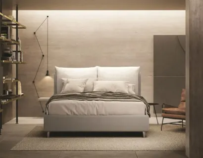 Letto contenitore con testiera imbottita Nora di Ergogreen