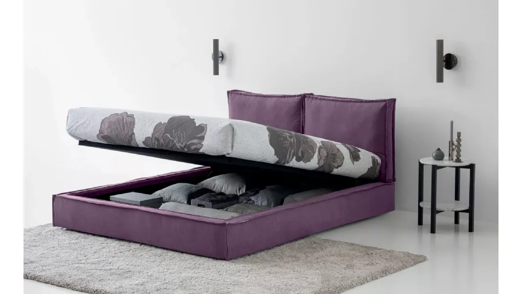 Letto in tessuto Metro con box contenitore di Oggioni