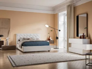Letto matrimoniale Rio GL07 in tessuto con testiera trapuntata di Marka Total Living