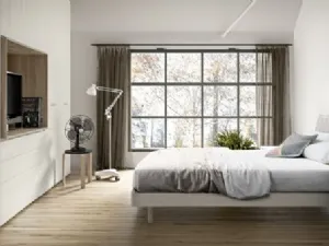 Letto RK504 Wolly con gambe in legno e con contenitore di Marka Total Living