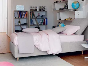 Letto singolo Ambra in tessuto con testiera di Bontempi Letti Design