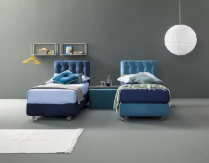 Letto singolo in tessuto imbottito con testiera trapuntata Aster di Bside