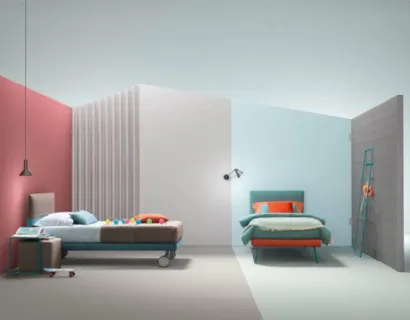 Letto singolo in tessuto con testiera Plain di Bside