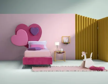 Letto moderno singolo con testiera a forma di cuore Sweet di Bside