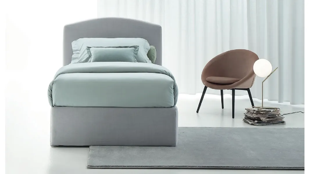 Letto singolo con contenitore Face di Oggioni